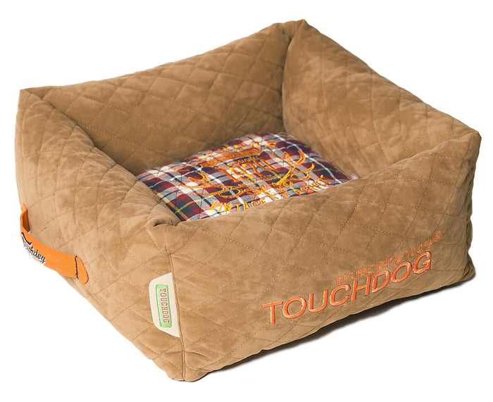 Pet Beds Touchdog Exquisite-Wuff Posh Rectangular Diamond Stitched Fleece Plaid Dog Bed - Doggy Sauce