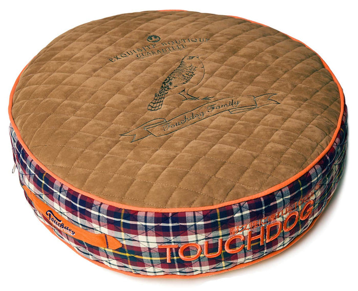 Pet Beds Touchdog Bark-Royale Posh Rounded and Raised Designer Fleece Plaid Dog Bed - Doggy Sauce