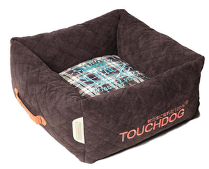 Pet Beds Touchdog Exquisite-Wuff Posh Rectangular Diamond Stitched Fleece Plaid Dog Bed - Doggy Sauce