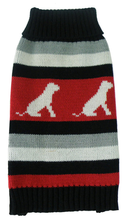 Pet Life Dog Patterned Stripe Fashion Ribbed Turtle Neck Pet Sweater - Doggy Sauce
