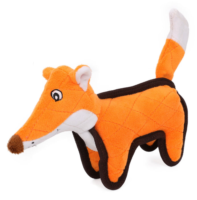 Pet Life Foxy-Tail Quilted Plush Animal Squeak Chew Tug Dog Toy - Doggy Sauce
