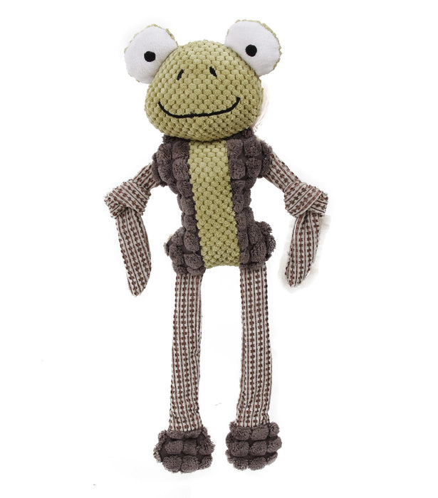 Pet Life Frog Mannequin Eco-Friendly Natural Jute Chew And Tug Plush Dog Toy - Doggy Sauce