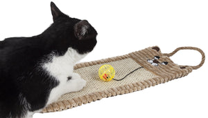 Pet Life Eco-Natural Sisal And Jute Hanging Carpet Kitty Cat Scratcher Lounge With Toy - Doggy Sauce