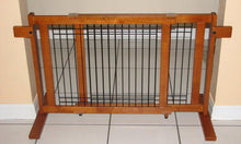 Crown Pet Freestanding Wood/Wire Pet Gate, Rubberwood 21" High -Small Span - Doggy Sauce