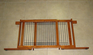 Crown Pet Freestanding Wood/Wire Pet Gate, Rubberwood 21" High -Large Span - Doggy Sauce