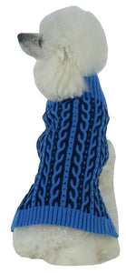 Pet Life Harmonious Dual Color Weaved Heavy Cable Knitted Fashion Designer Dog Sweater - Doggy Sauce