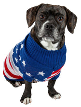 Pet Life Patriot Independence Star Heavy Knitted Fashion Ribbed Turtle Neck Dog Sweater - Doggy Sauce