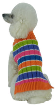 Pet Life Tutti-Beauty Rainbow Heavy Cable Knitted Ribbed Designer Turtle Neck Dog Sweater - Doggy Sauce