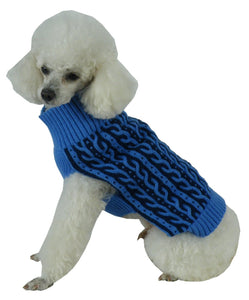 Pet Life Harmonious Dual Color Weaved Heavy Cable Knitted Fashion Designer Dog Sweater - Doggy Sauce