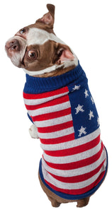 Pet Life Patriot Independence Star Heavy Knitted Fashion Ribbed Turtle Neck Dog Sweater - Doggy Sauce