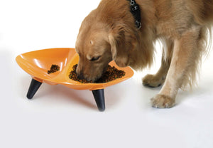 Pet Life Melamine Couture Sculpture Double Food and Water Dog Bowl - Doggy Sauce