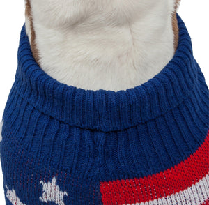 Pet Life Patriot Independence Star Heavy Knitted Fashion Ribbed Turtle Neck Dog Sweater - Doggy Sauce