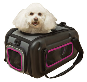 Pet Life The Airline Approved Collapsible Lightweight Ergo Stow-Away Contoured Pet Carrier - Doggy Sauce