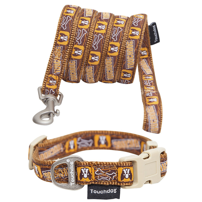 Touchdog 'Caliber' Designer Embroidered Fashion Pet Dog Leash And Collar Combination - Doggy Sauce