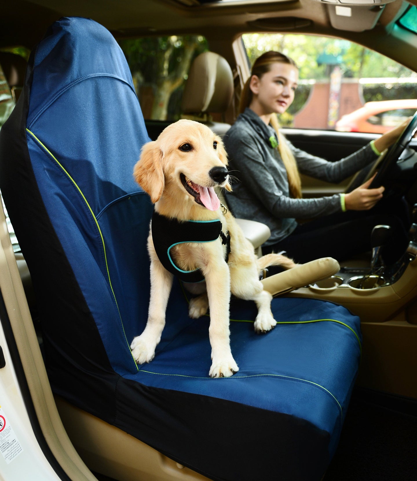 Pet Life Open Road Mess-Free Single Seated Safety Car Seat Cover Protector For Dog, Cats, And Children - Doggy Sauce