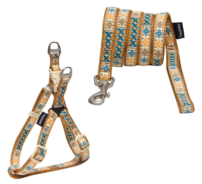 Touchdog 'Caliber' Designer Embroidered Fashion Pet Dog Leash And Harness Combination - Doggy Sauce