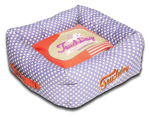 Pet Beds Touchdog Polka-Striped Polo Easy Wash Squared Fashion Dog Bed - Doggy Sauce