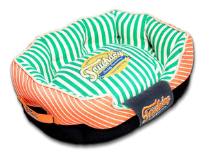 Pet Beds Touchdog Neutral-Striped Ultra-Plush Rectangular Rounded Designer Dog Bed - Doggy Sauce