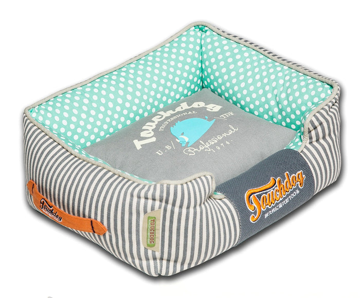 Pet Beds Touchdog Polka-Striped Polo Easy Wash Rectangular Fashion Dog Bed - Doggy Sauce