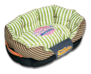 Pet Beds Touchdog Neutral-Striped Ultra-Plush Rectangular Rounded Designer Dog Bed - Doggy Sauce