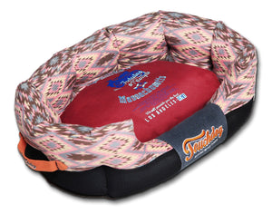 Pet Beds Touchdog 70's Vintage-Tribal Throwback Diamond Patterned Ultra-Plush Rectangular Rounded Dog Bed - Doggy Sauce