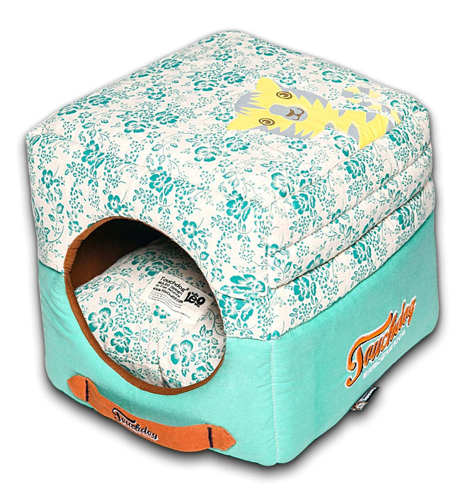 Pet Beds Touchdog Floral-Galore Convertible and Reversible Squared 2-in-1 Collapsible Dog House Bed - Doggy Sauce