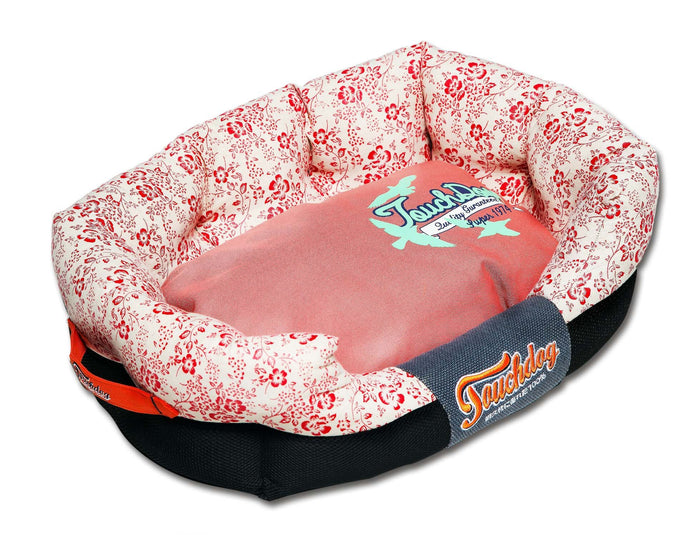 Pet Beds Touchdog Floral-Galore Ultra-Plush Rectangular Rounded Designer Dog Bed - Doggy Sauce