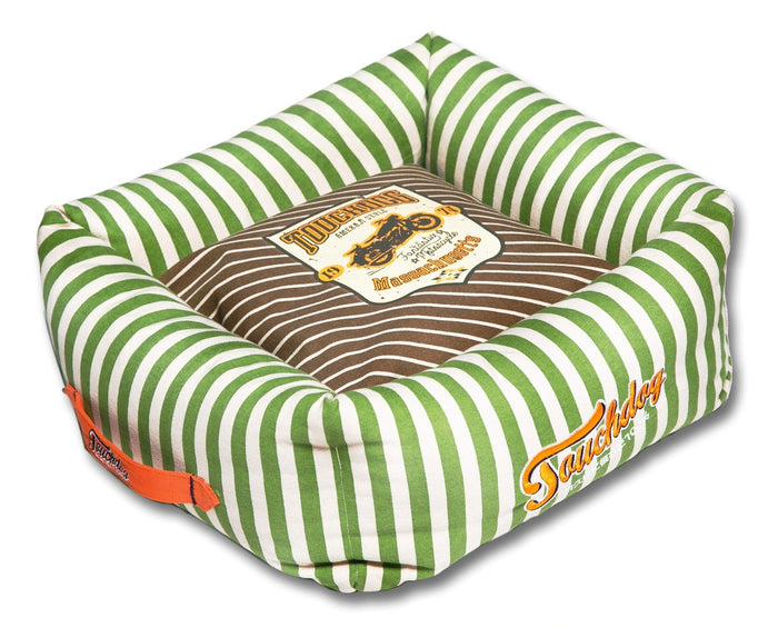 Pet Beds Touchdog Neutral-Striped Ultra-Plush Easy Wash Squared Designer Dog Bed - Doggy Sauce