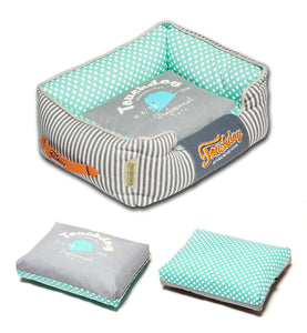 Pet Beds Touchdog Polka-Striped Polo Easy Wash Rectangular Fashion Dog Bed - Doggy Sauce