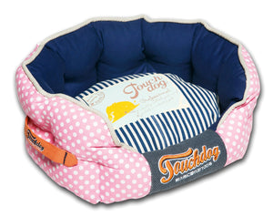 Pet Beds Touchdog Polka-Striped Polo Rounded Fashion Dog Bed - Doggy Sauce