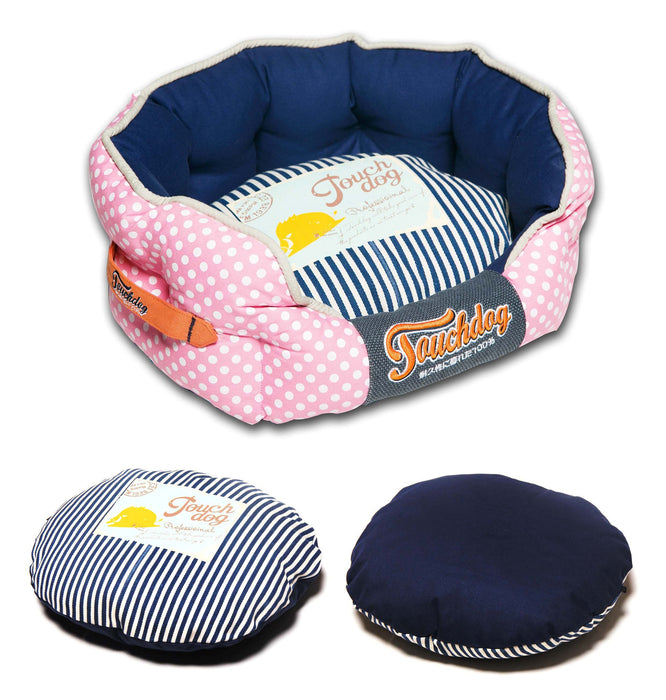 Pet Beds Touchdog Polka-Striped Polo Rounded Fashion Dog Bed - Doggy Sauce